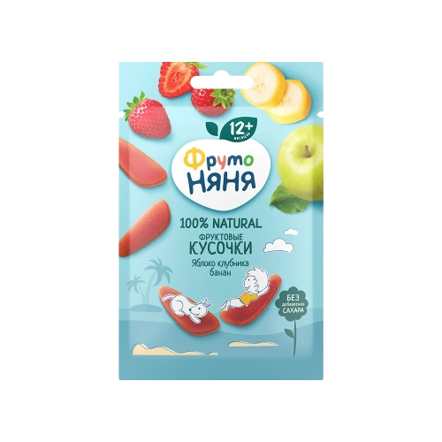 Дет пит Фрутоняня Фруктовые кусочки из яблок,клубники и бананов б/сахара с 12мес 15г; 40